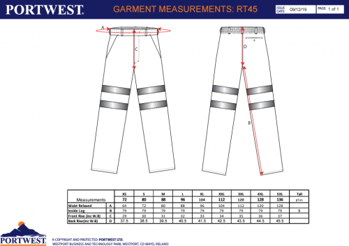 Pantaloni de serviciu Hi-Vis Poli-bumbac, portocaliu, regular, Portwest